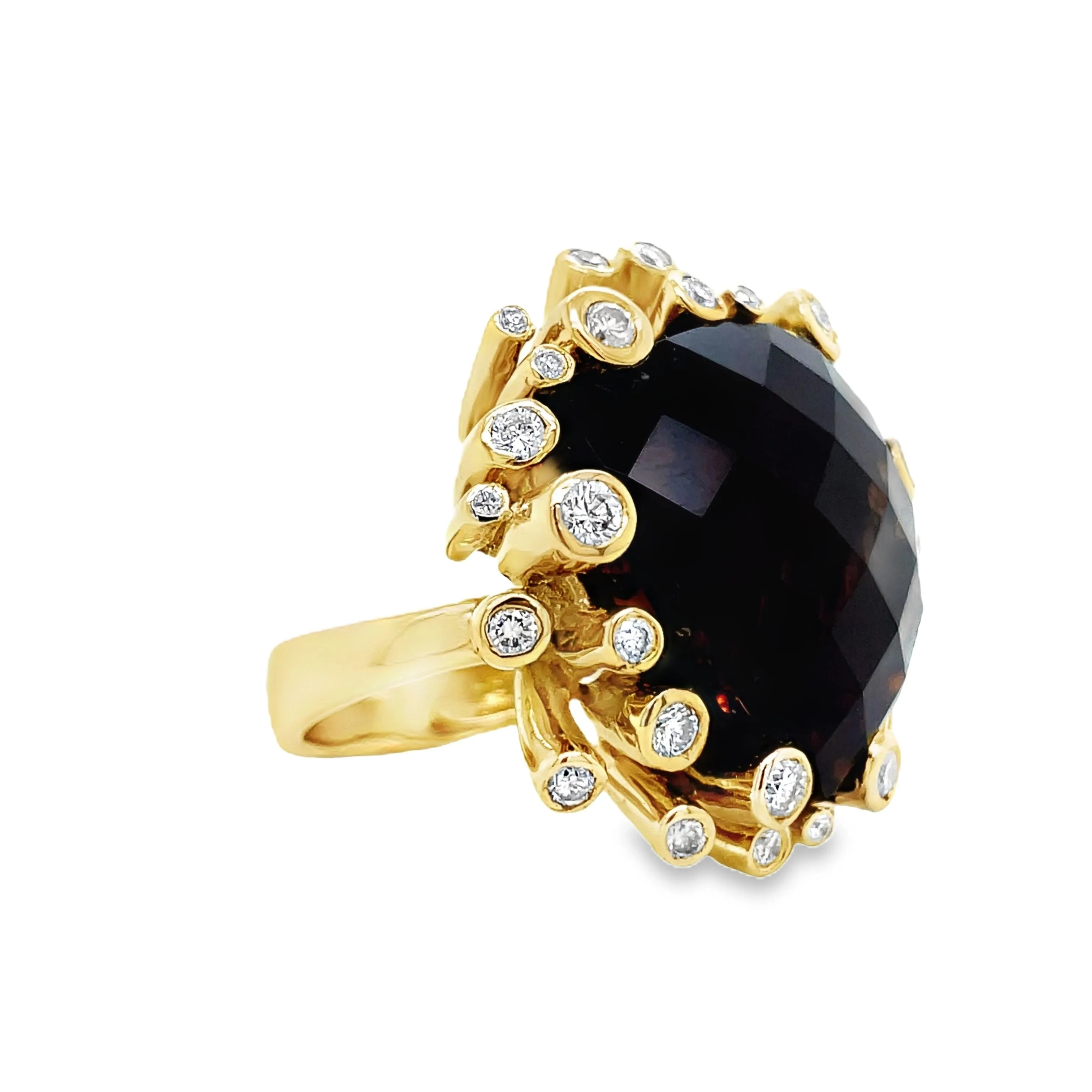 Smoky Topaz & Diamond Cocktail Ring