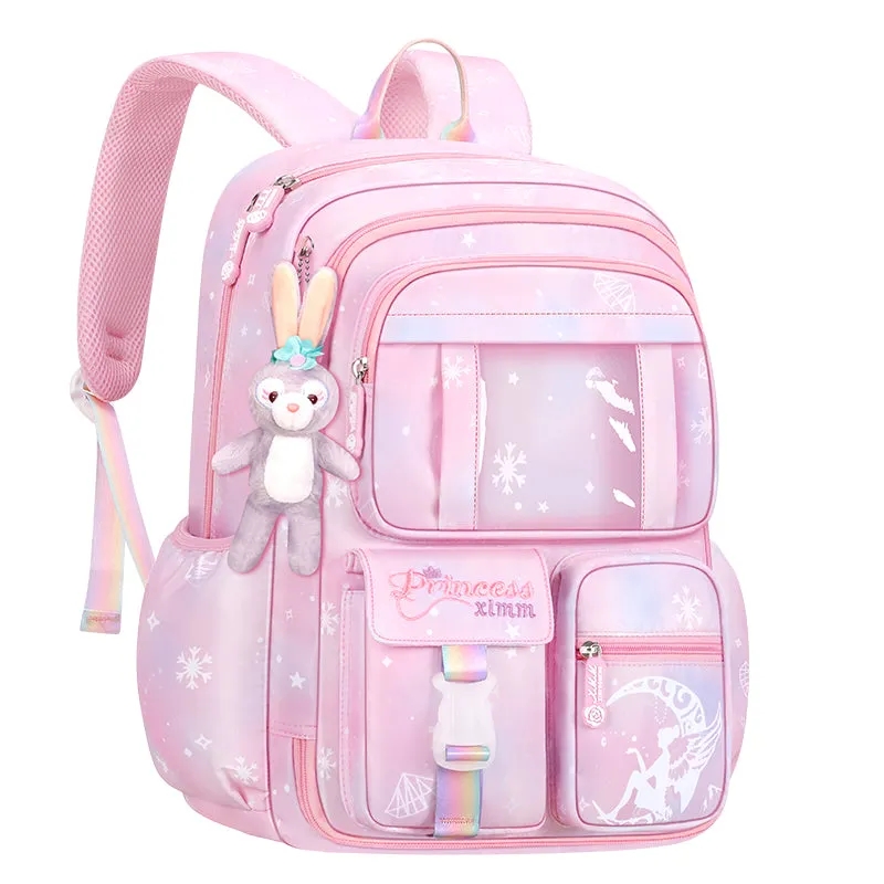 Snowflake Diamond Gem Princess Blue Pink Violet Gradient Princess Bag Schoolbag Backpack