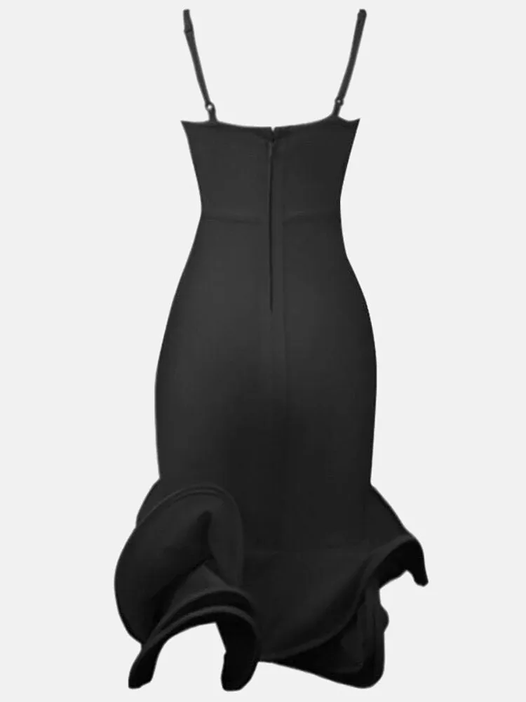 Spaghetti Strap Graceful Feathers Ribbon Dresses