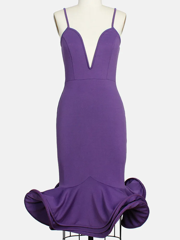 Spaghetti Strap Graceful Feathers Ribbon Dresses