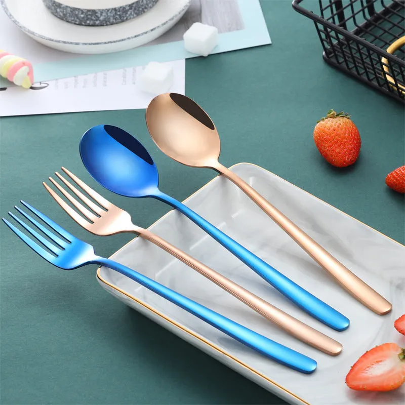 Stainless Steel Straw Package Portable Tableware Color Chopsticks Fork and Spoon Straw Combination Set
