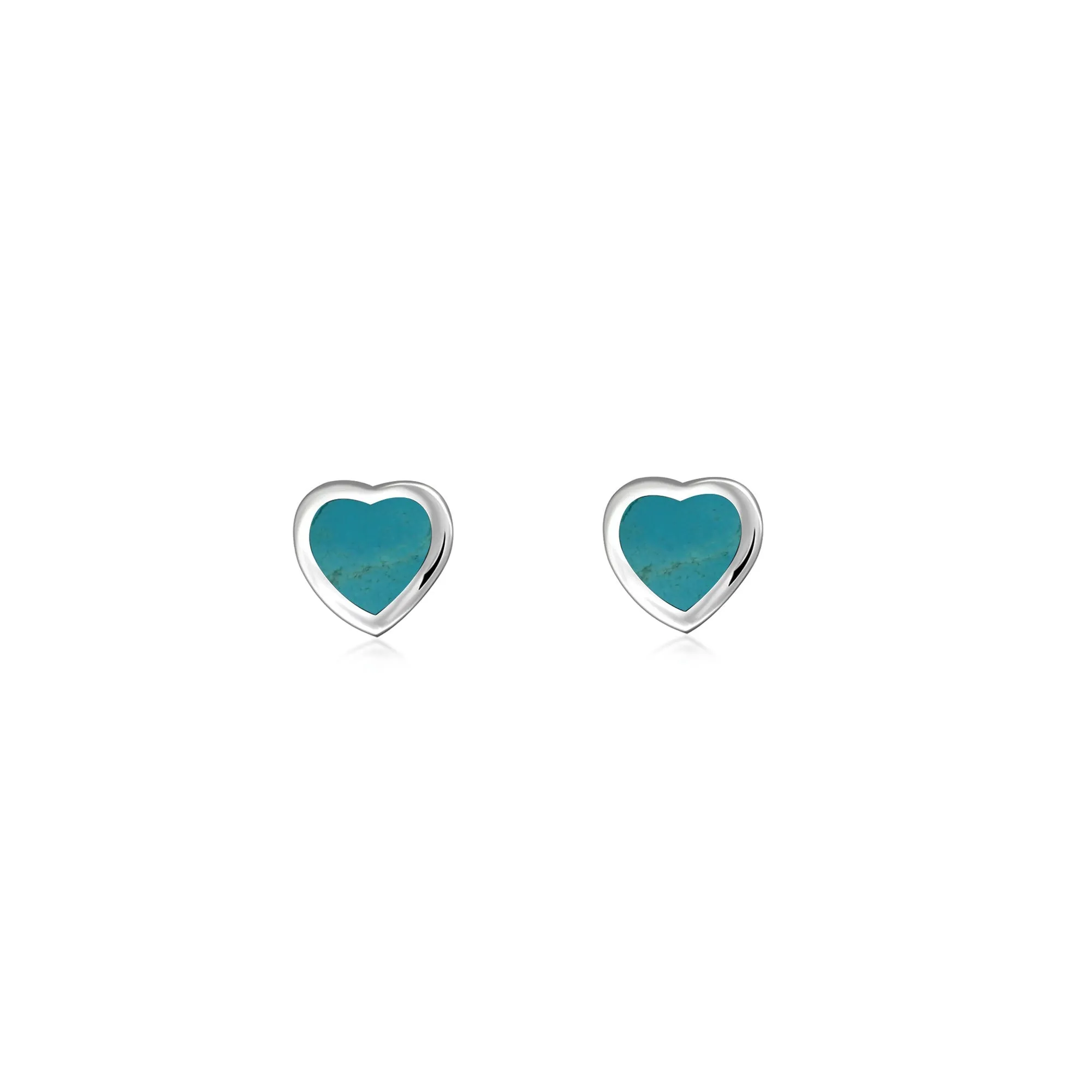 Sterling Silver Turquoise Dinky Heart Stud Earrings