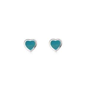 Sterling Silver Turquoise Dinky Heart Stud Earrings