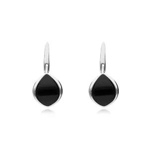 Sterling Silver Whitby Jet Wide Marquise Drop Stud Earrings
