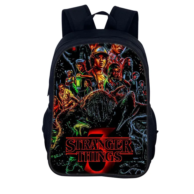 Stranger Things Backpack Youth Casual Backpack Man and Woman Cartoon School Bag Large-Capacity Backpack