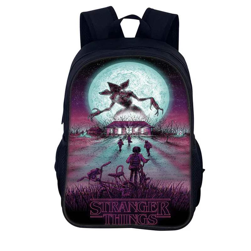 Stranger Things Backpack Youth Casual Backpack Man and Woman Cartoon School Bag Large-Capacity Backpack