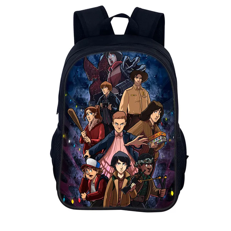 Stranger Things Backpack Youth Casual Backpack Man and Woman Cartoon School Bag Large-Capacity Backpack