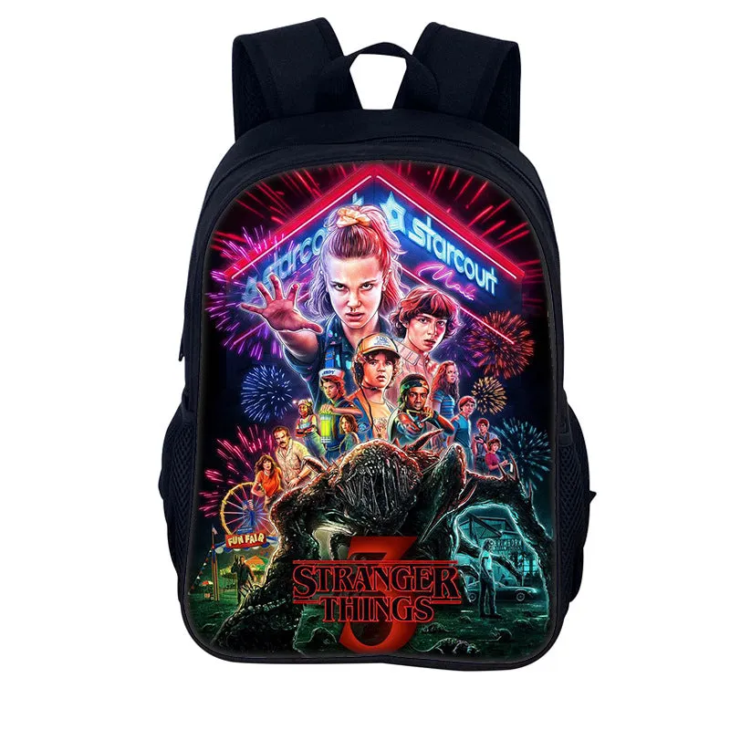 Stranger Things Backpack Youth Casual Backpack Man and Woman Cartoon School Bag Large-Capacity Backpack