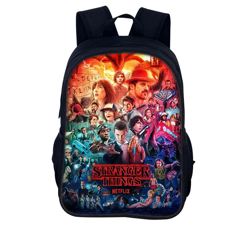 Stranger Things Backpack Youth Casual Backpack Man and Woman Cartoon School Bag Large-Capacity Backpack