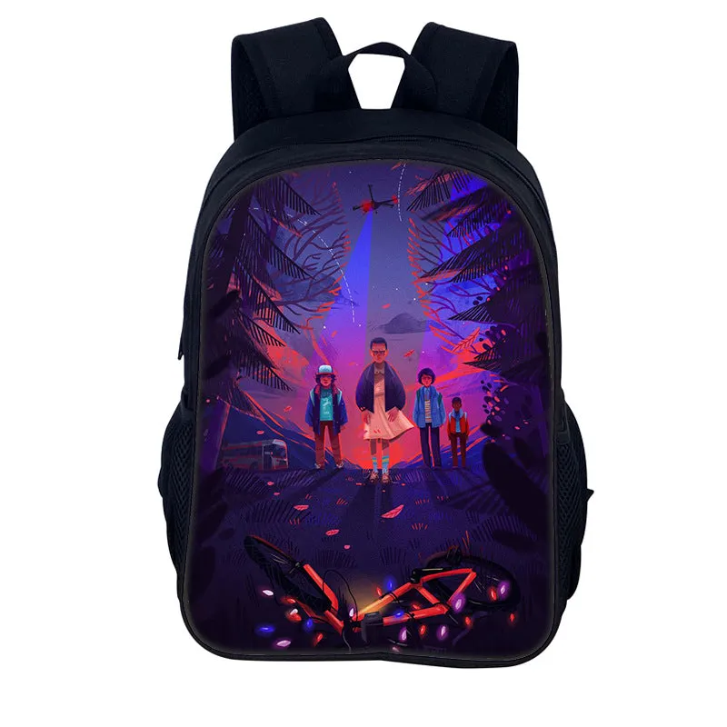 Stranger Things Backpack Youth Casual Backpack Man and Woman Cartoon School Bag Large-Capacity Backpack