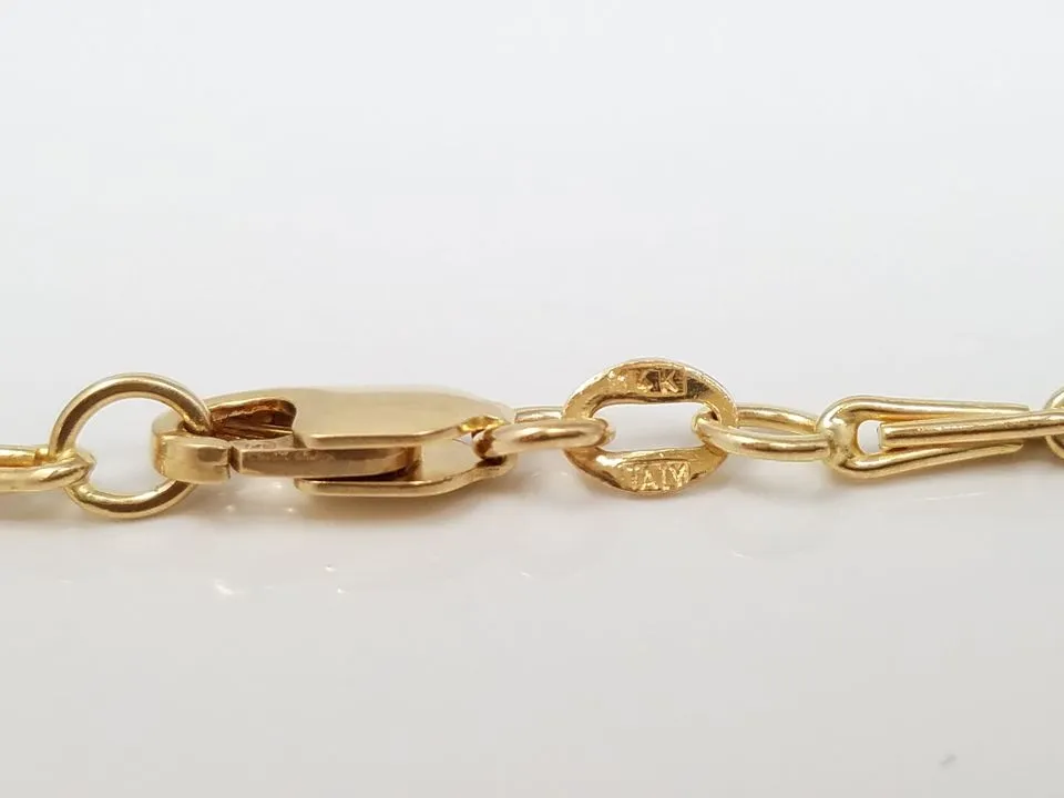 Striking 18" Solid 14k Yellow Gold Fancy Link Chain Necklace