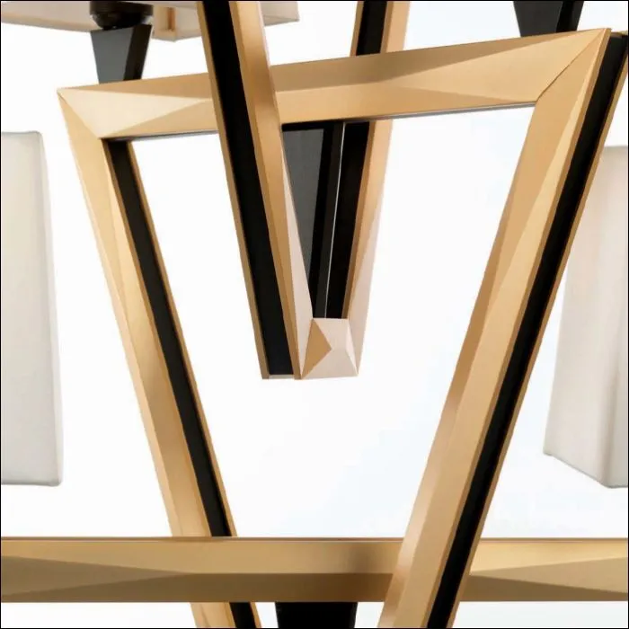 Striking Gold And Black Chandelier With A Modern Art Deco Feel