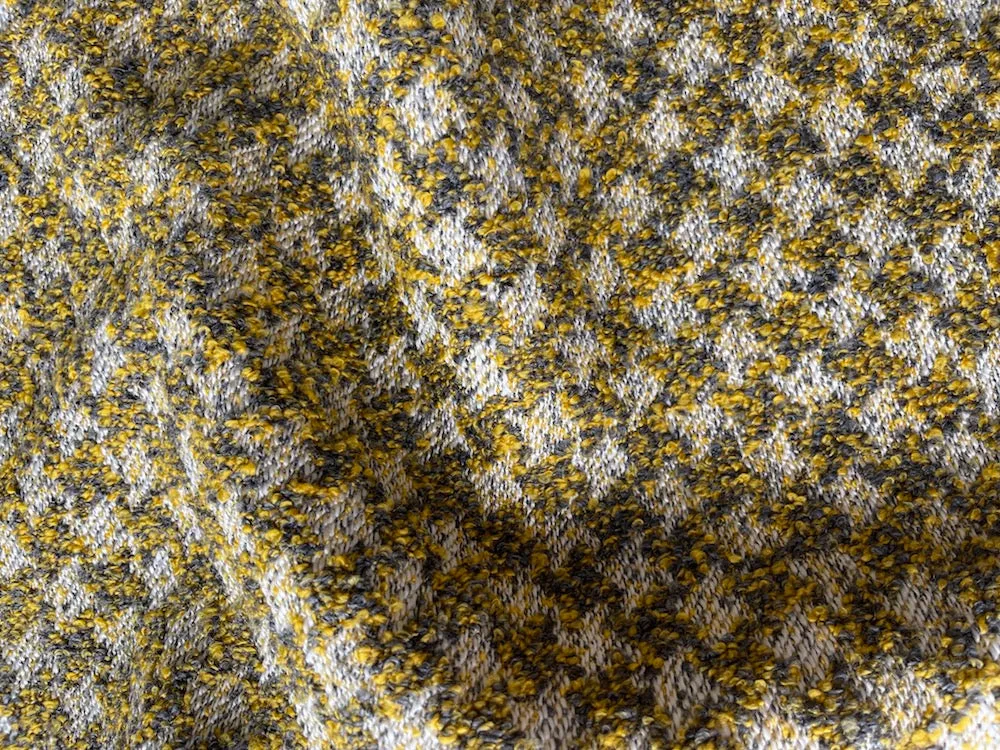 Striking Mustard Houndstooth Acrylic Blend Chenille Tweed (Made in Turkey)