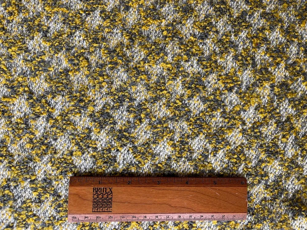 Striking Mustard Houndstooth Acrylic Blend Chenille Tweed (Made in Turkey)