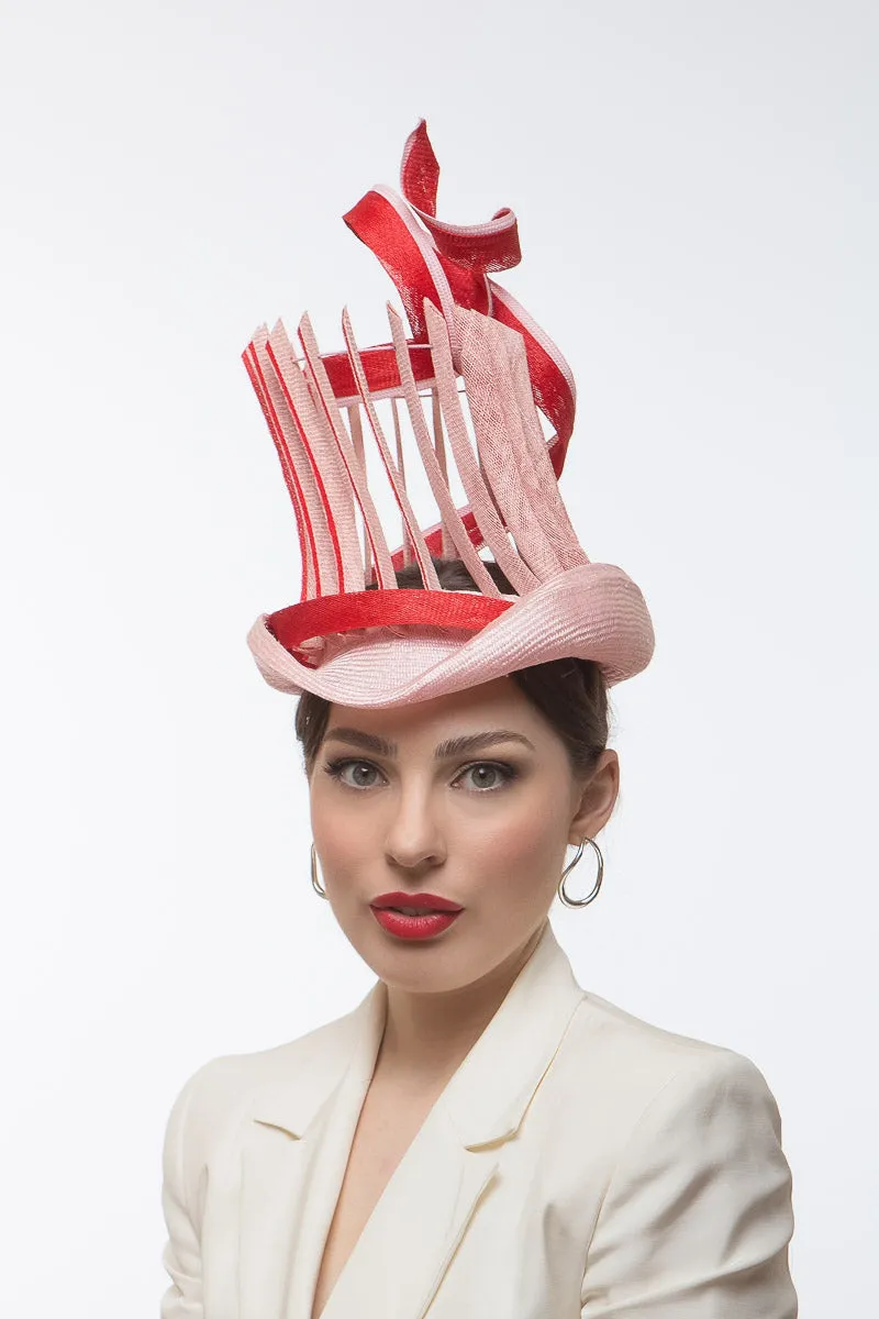 Striking Open Top Hat in Pink and Red