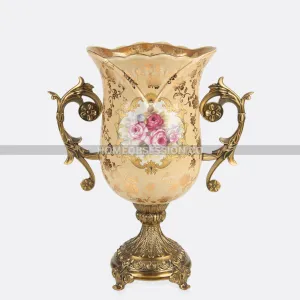 Striking Pot With Brass Base & Handles