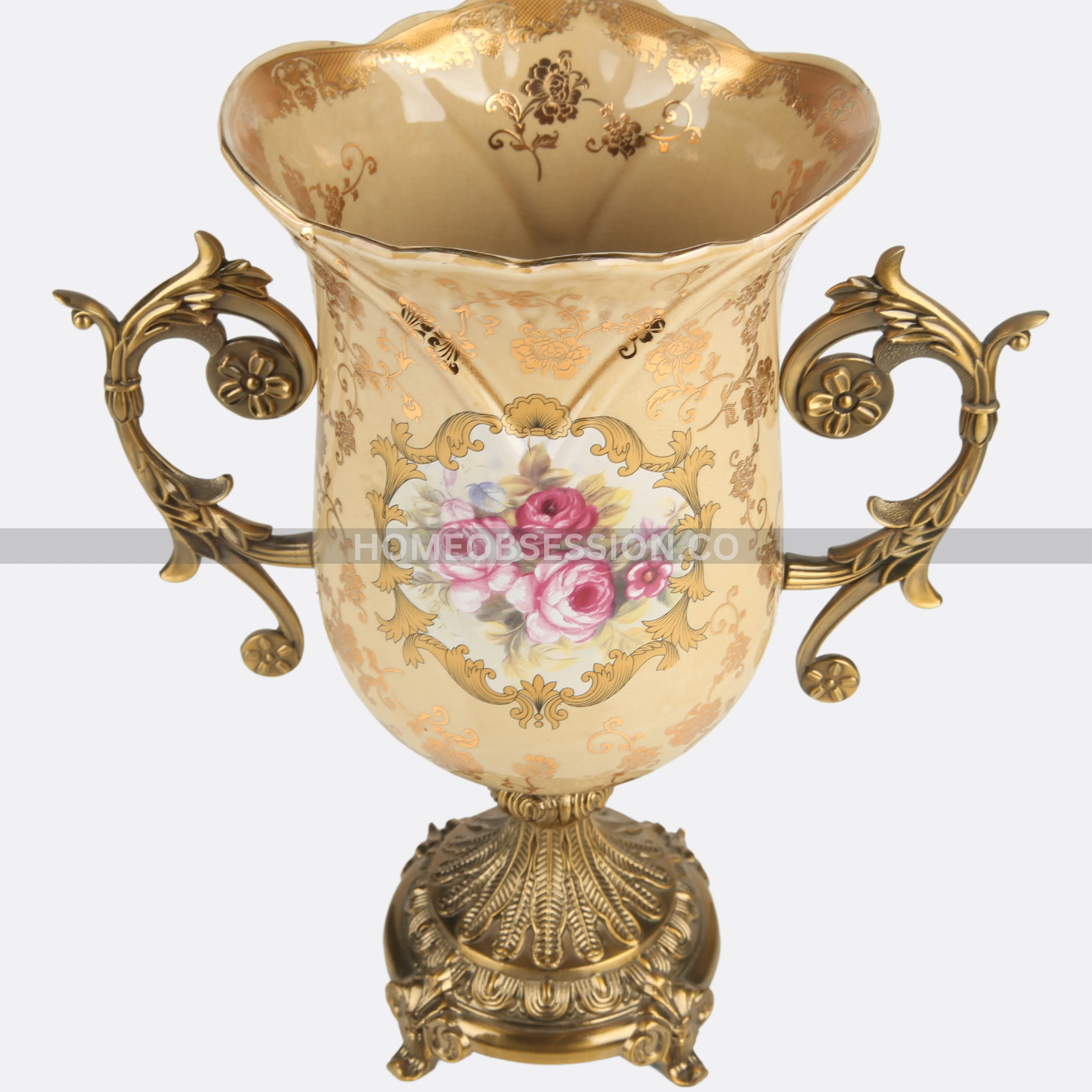 Striking Pot With Brass Base & Handles