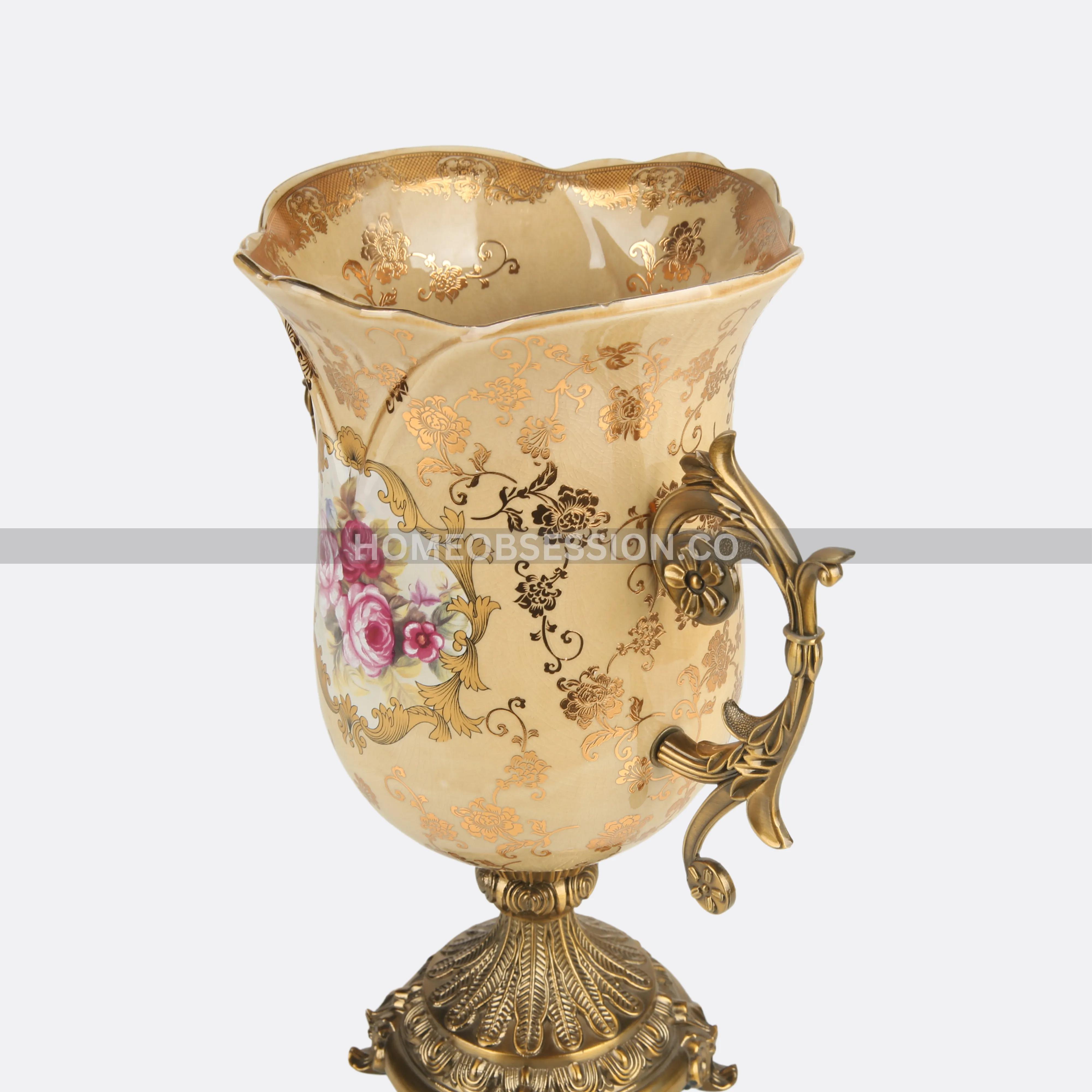Striking Pot With Brass Base & Handles