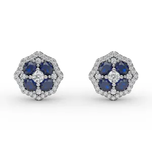 Striking Sapphire and Diamond Stud Earrings