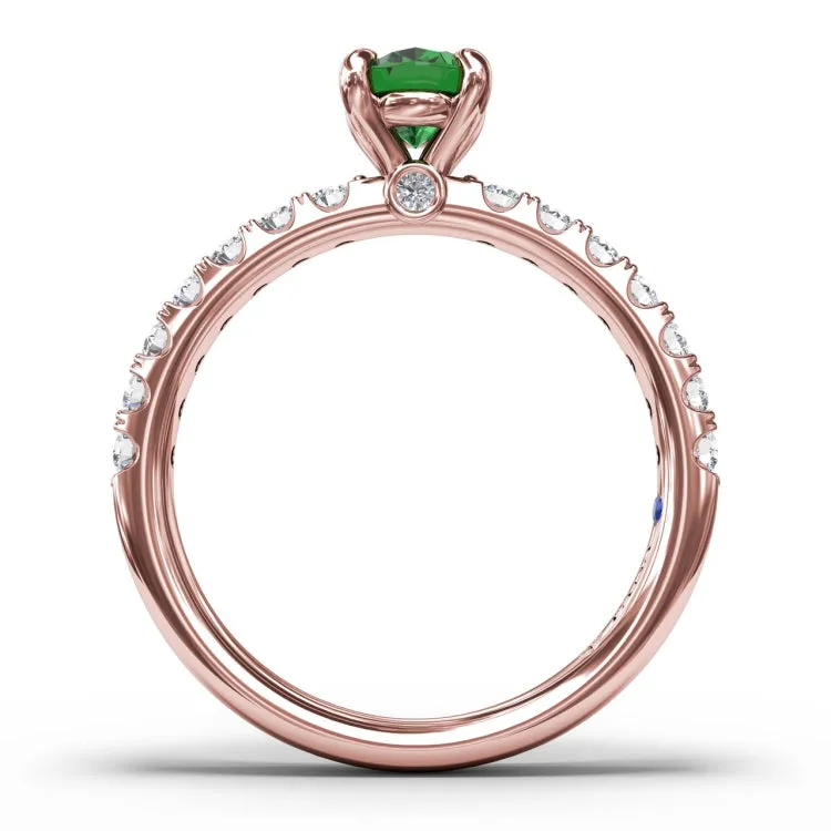 Striking Solitaire Emerald And Diamond Ring