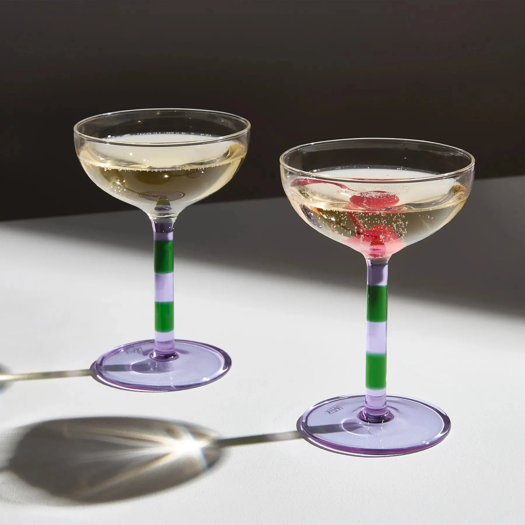 Stripe Coupes - Set of 2 - Lilac/Green