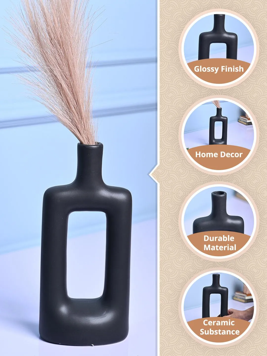 Stylish Black Ceramic Vase