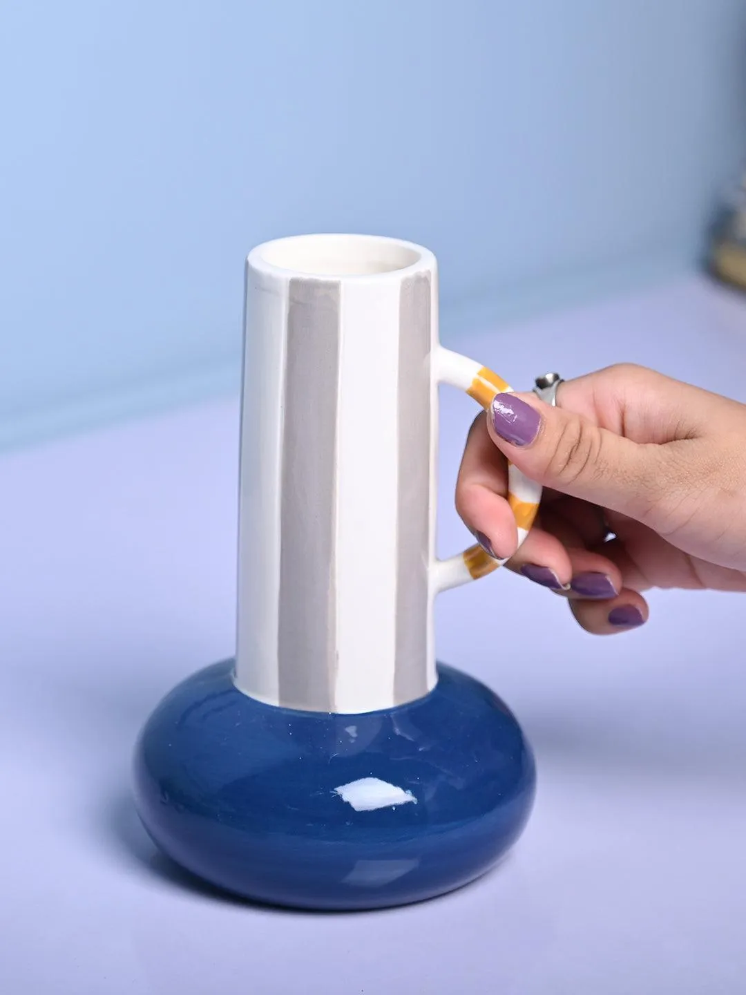 Stylish Blue Ceramic Vase