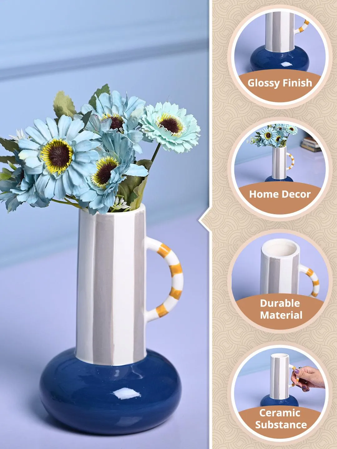 Stylish Blue Ceramic Vase