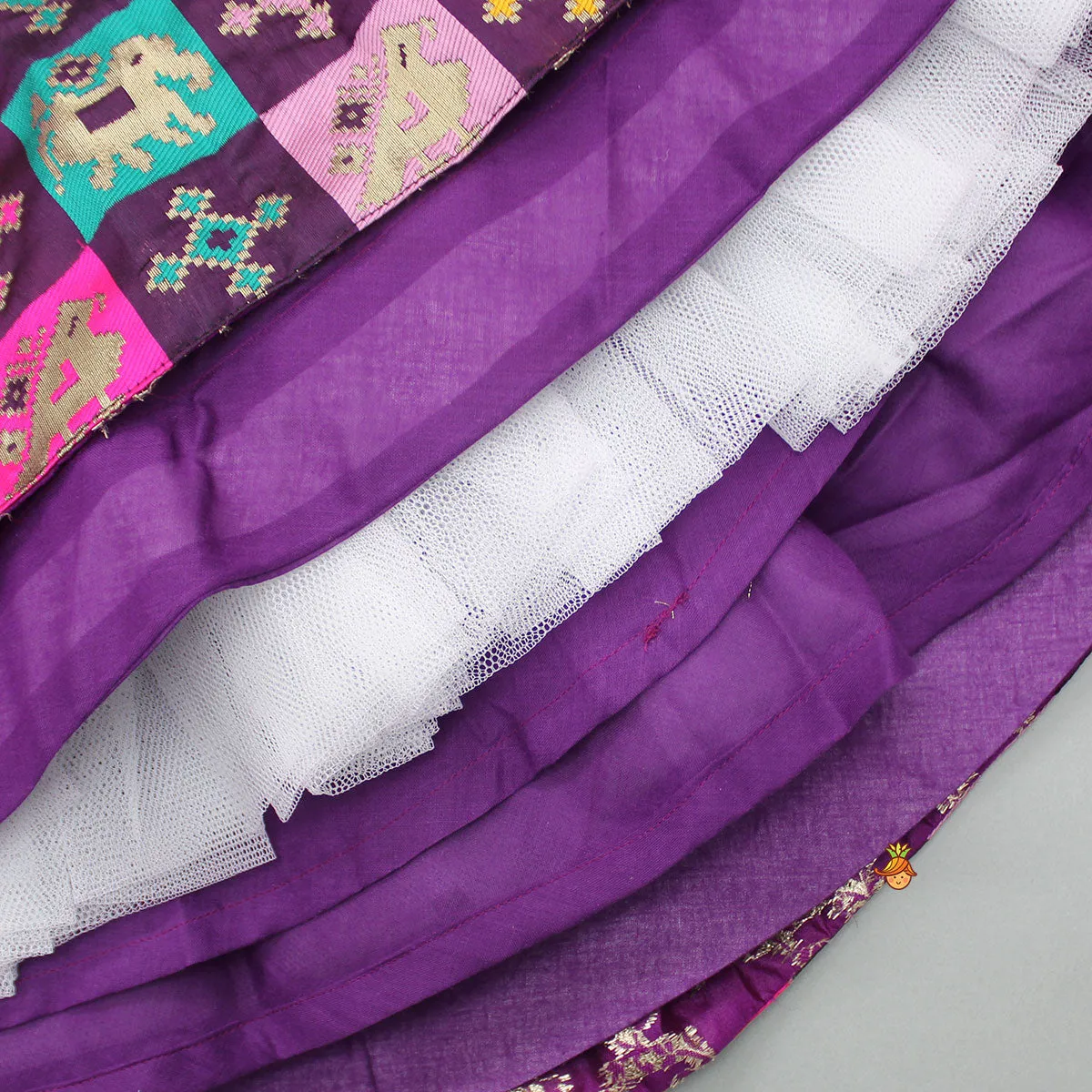 Stylish Purple Top And Brocade Lehenga
