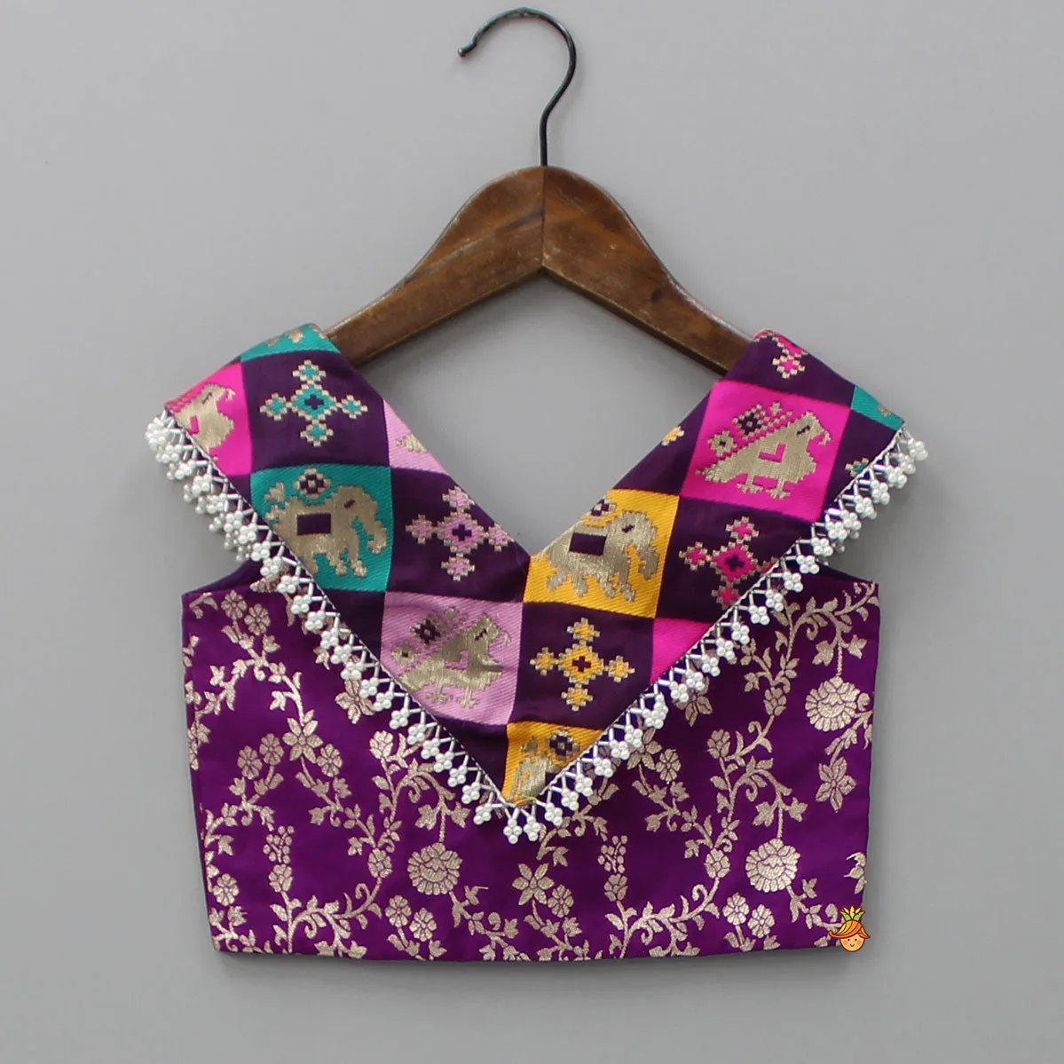Stylish Purple Top And Brocade Lehenga