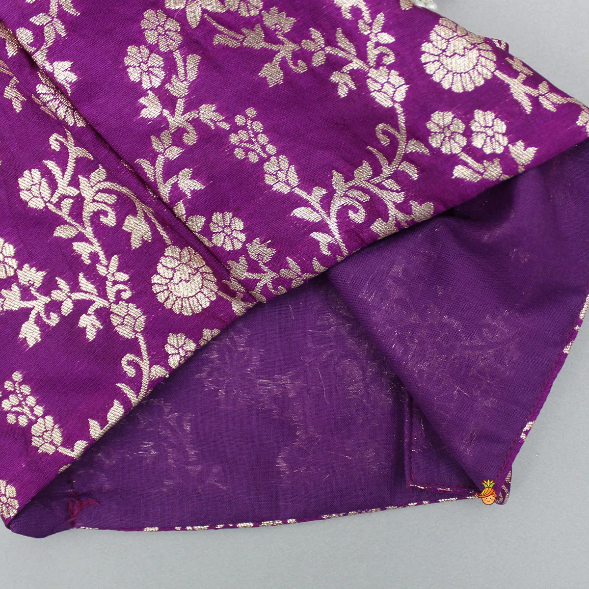 Stylish Purple Top And Brocade Lehenga