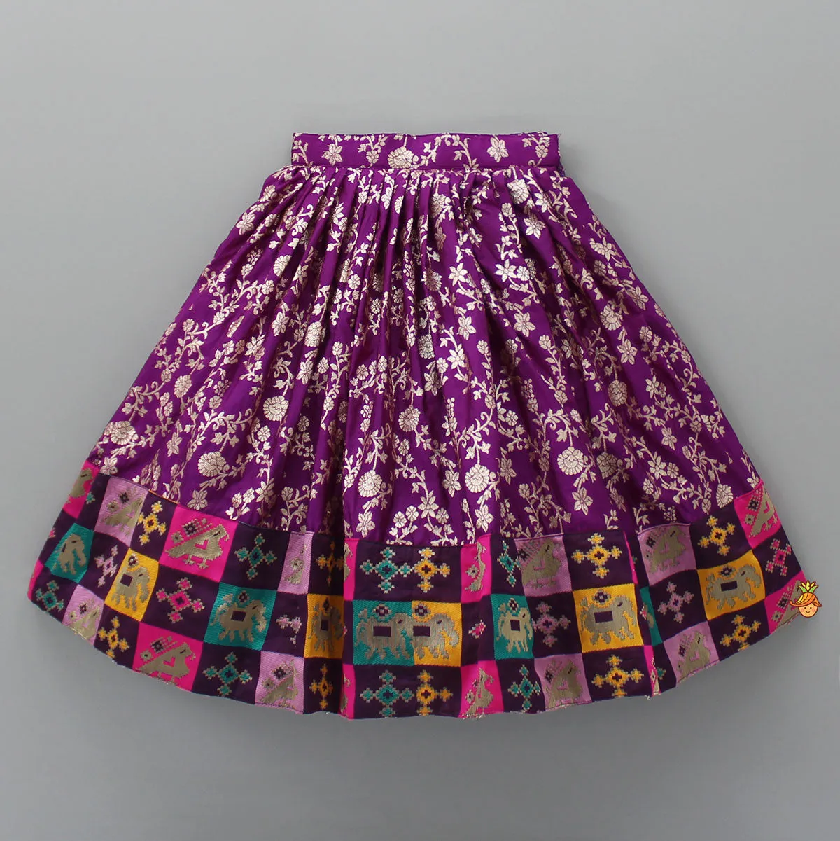 Stylish Purple Top And Brocade Lehenga