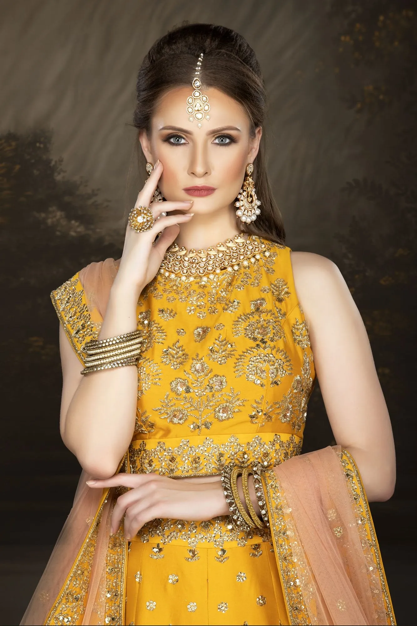 Stylish Raw Silk Yellow bridal Lehenga