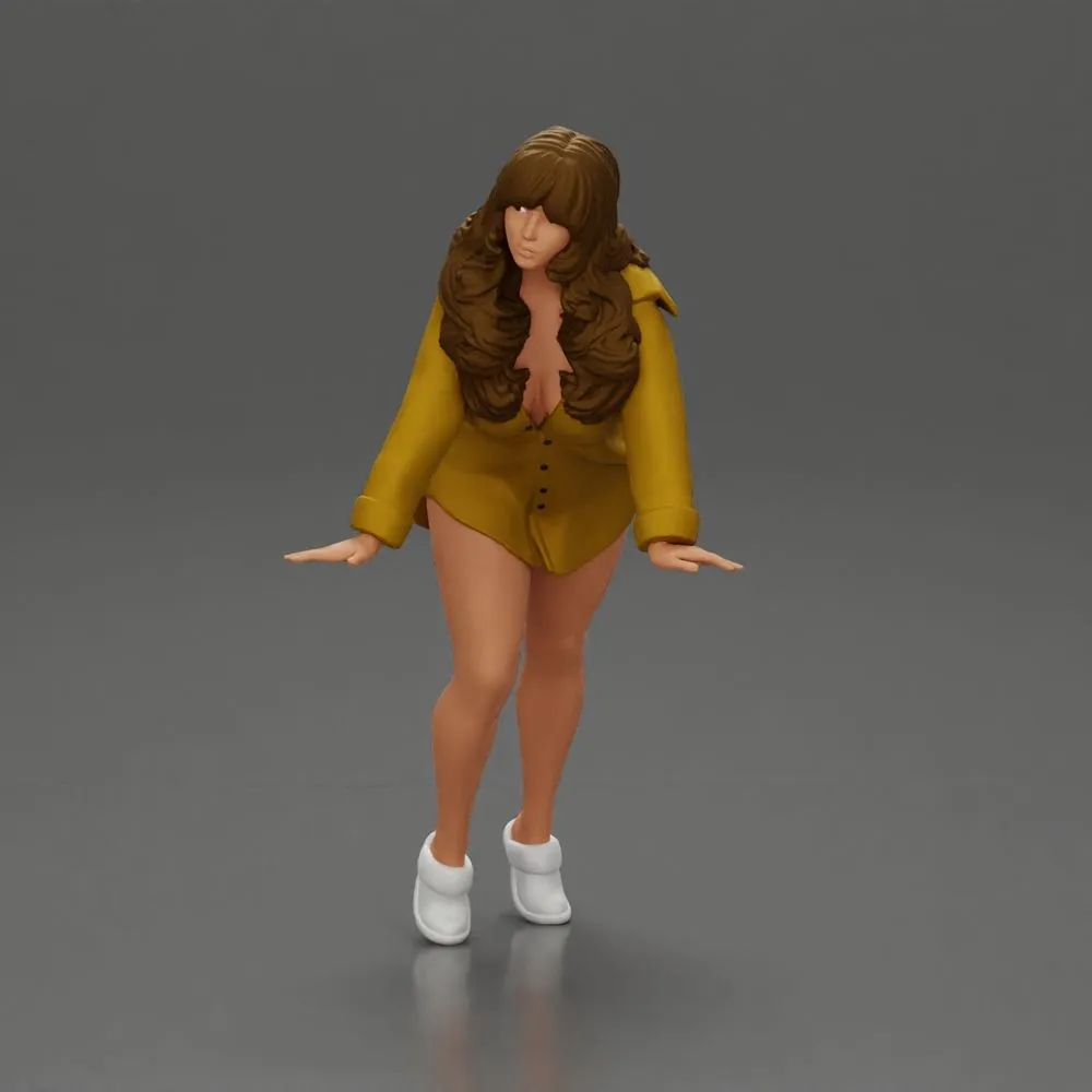 Stylish Woman in long shirt Striking a Dynamic Pose
