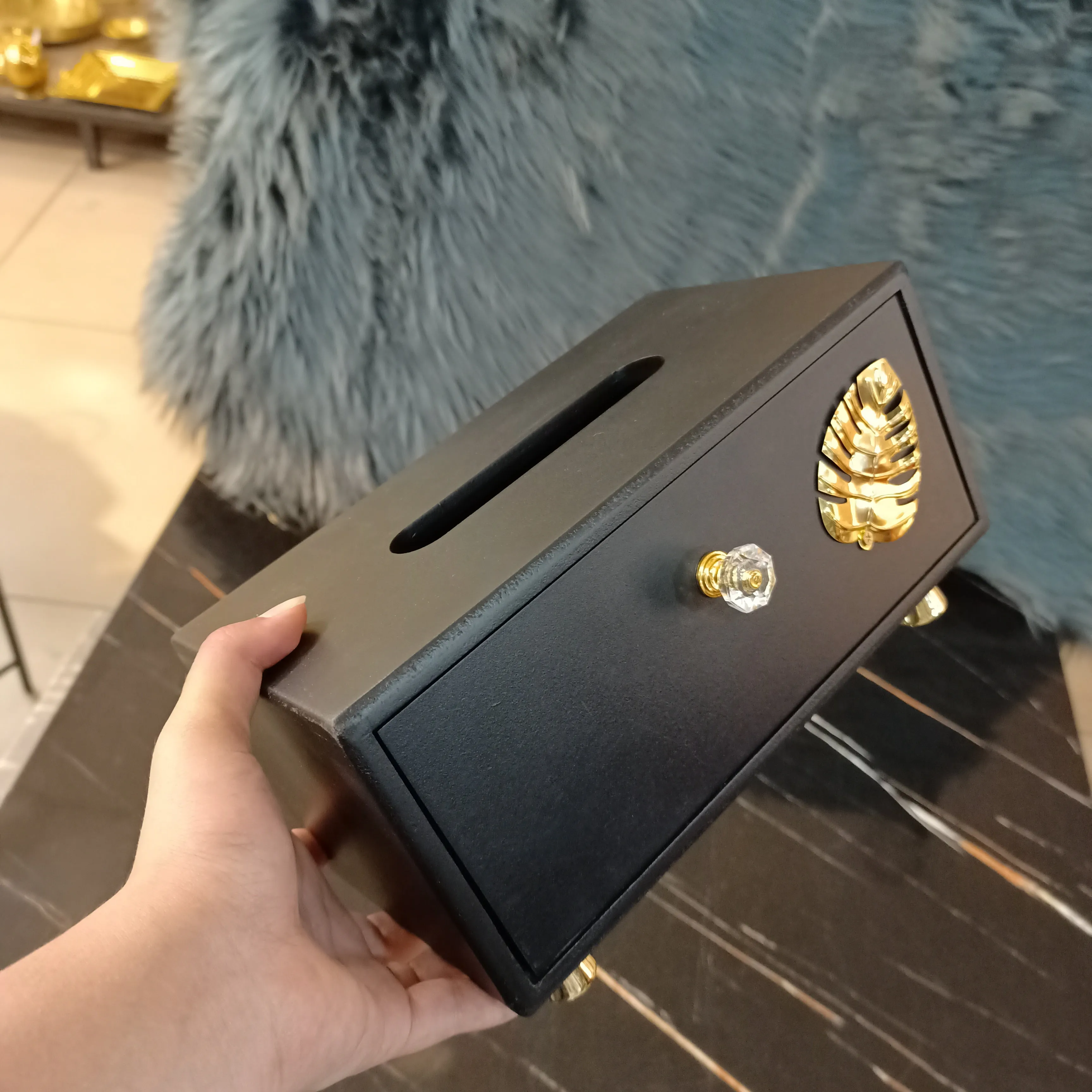 Stylish Wooden Tissue Box Black