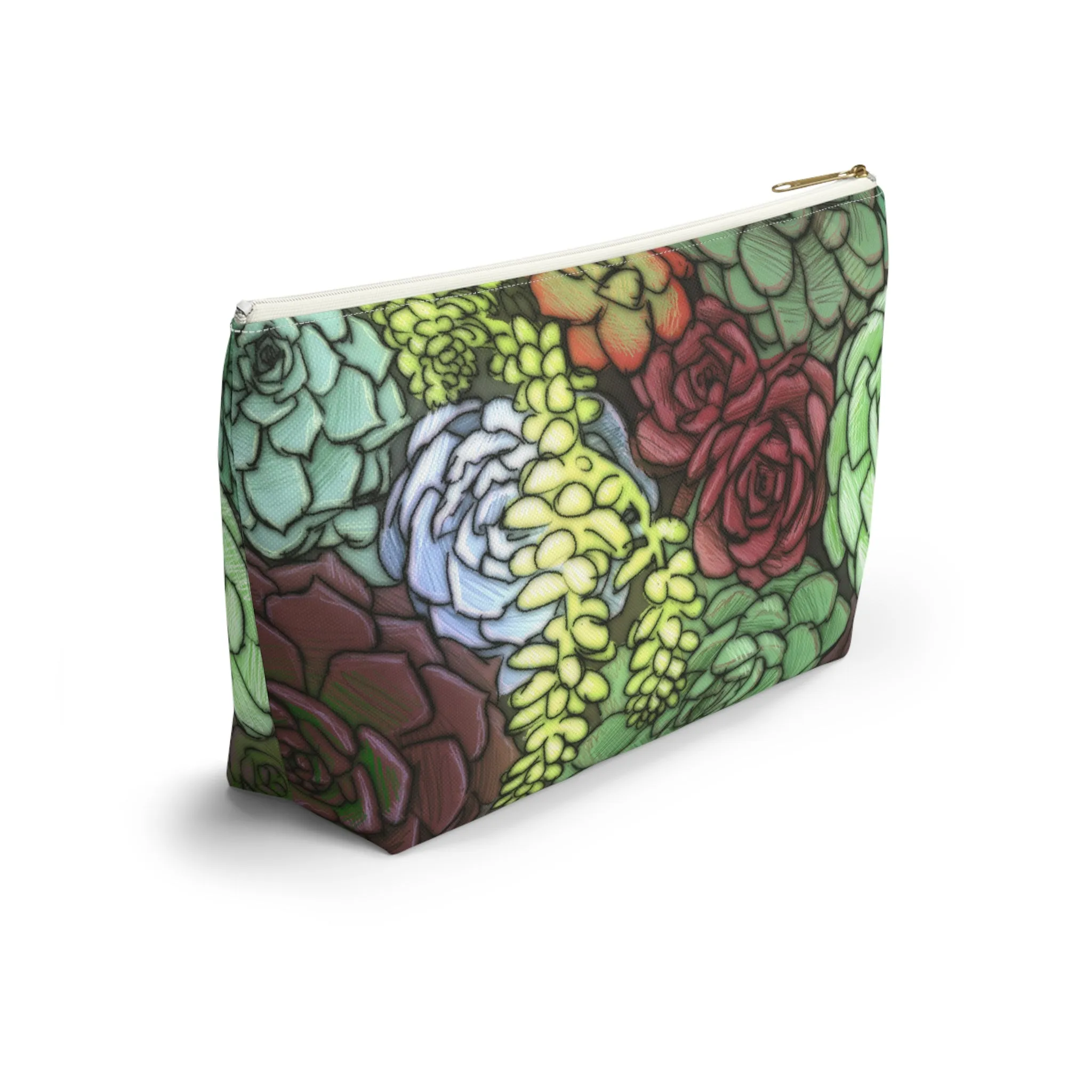 Succulent Illustration - Accessory Pouch w T-bottom