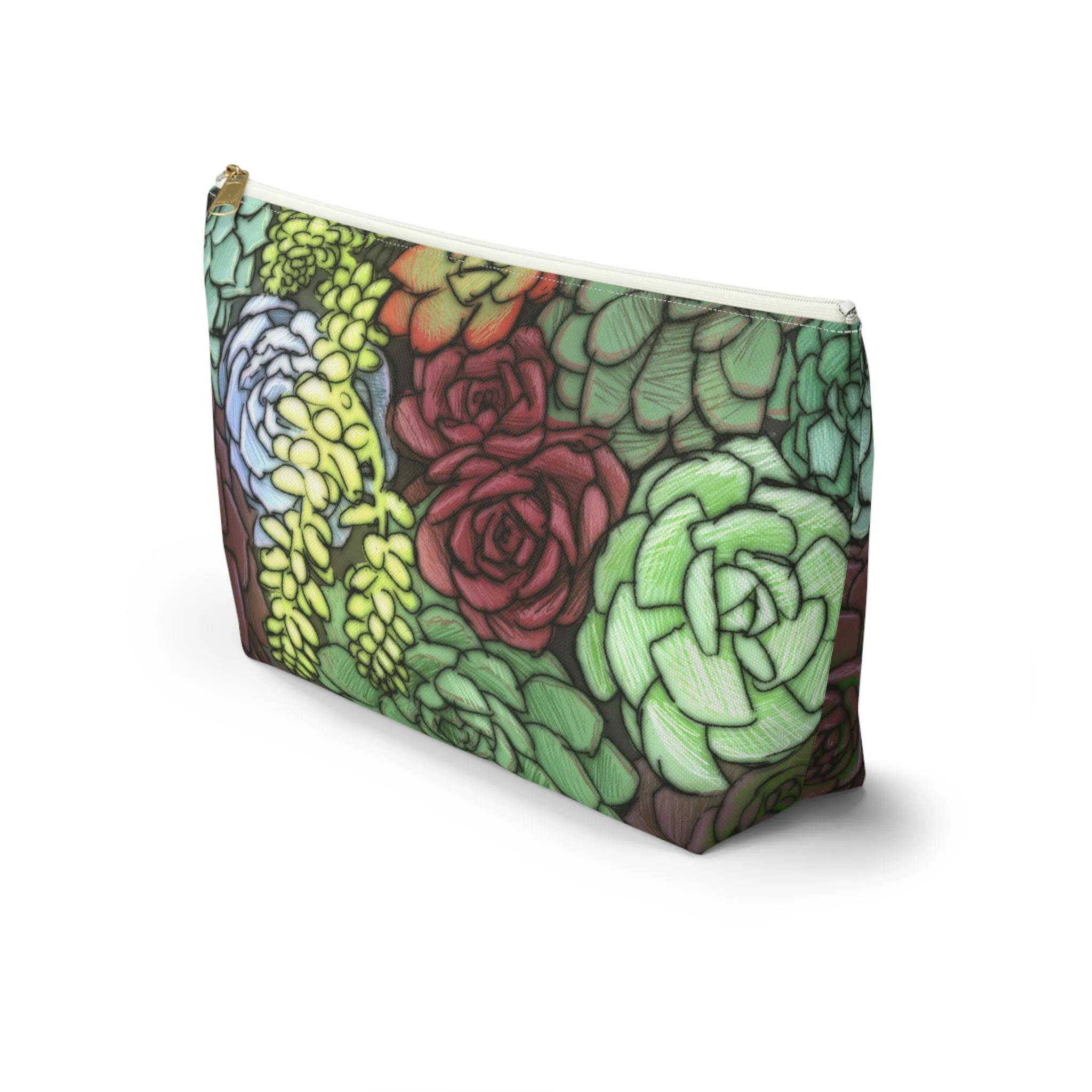Succulent Illustration - Accessory Pouch w T-bottom