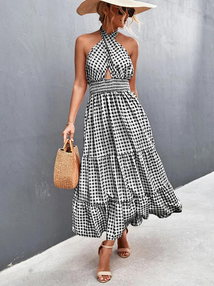 Summer Cross Graceful Halter Long Dress