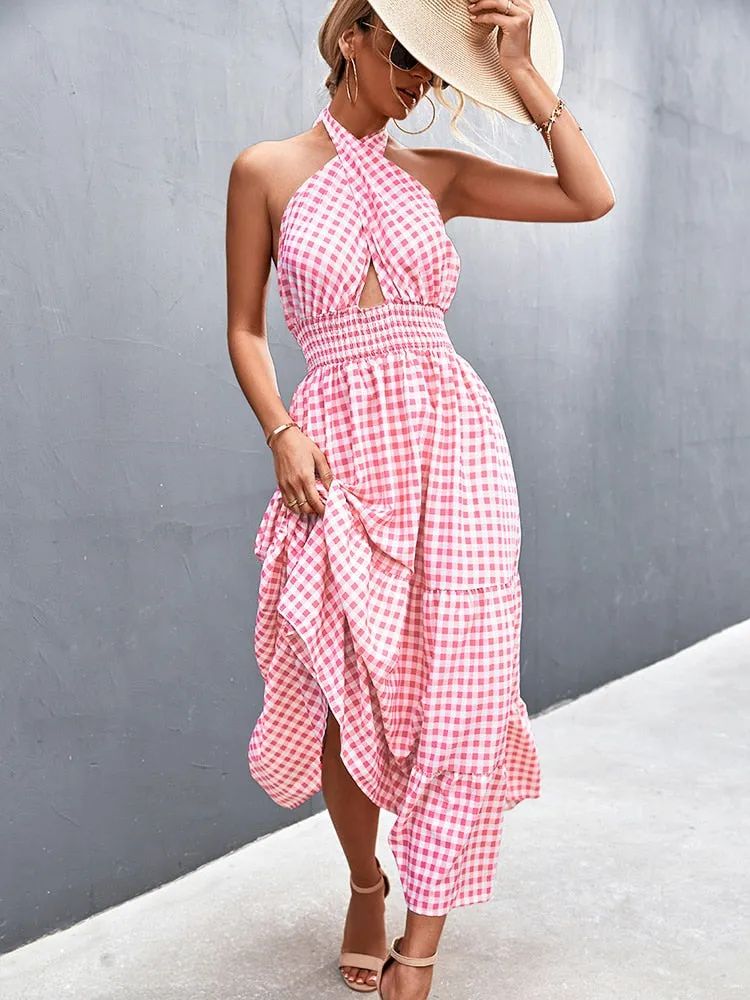 Summer Cross Graceful Halter Long Dress