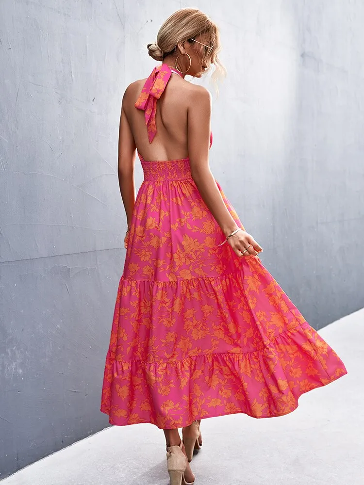 Summer Cross Graceful Halter Long Dress
