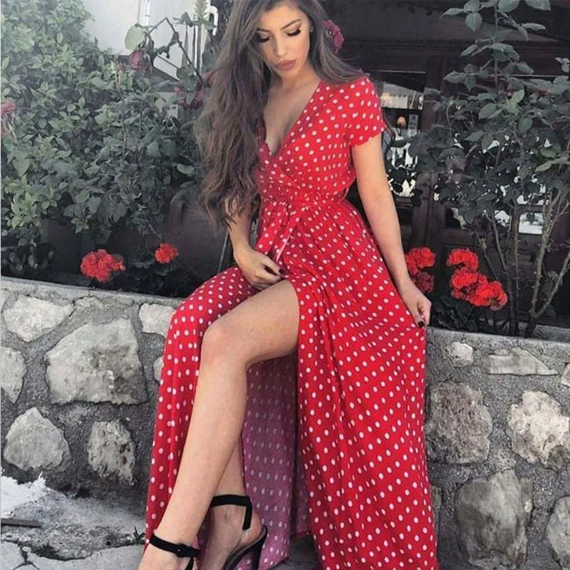 Summer Ladies Graceful Long Split Dress