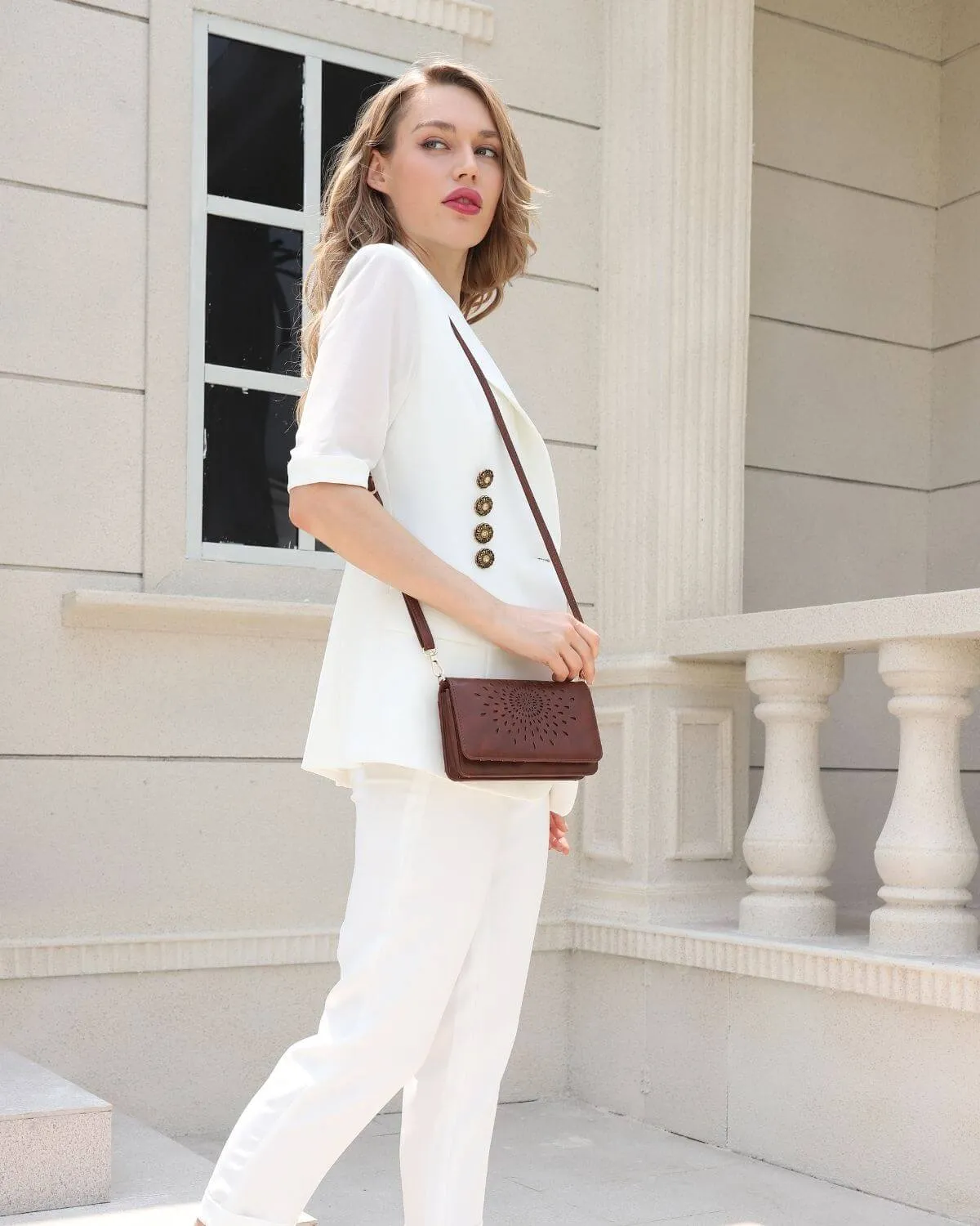 Sunflower Design Multifunctional Crossbody （COFFEE）