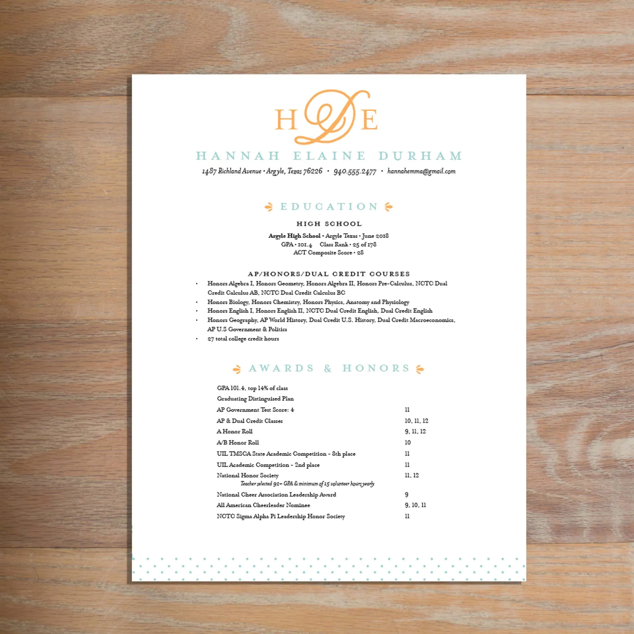 Sweet Monogram Custom Letterhead