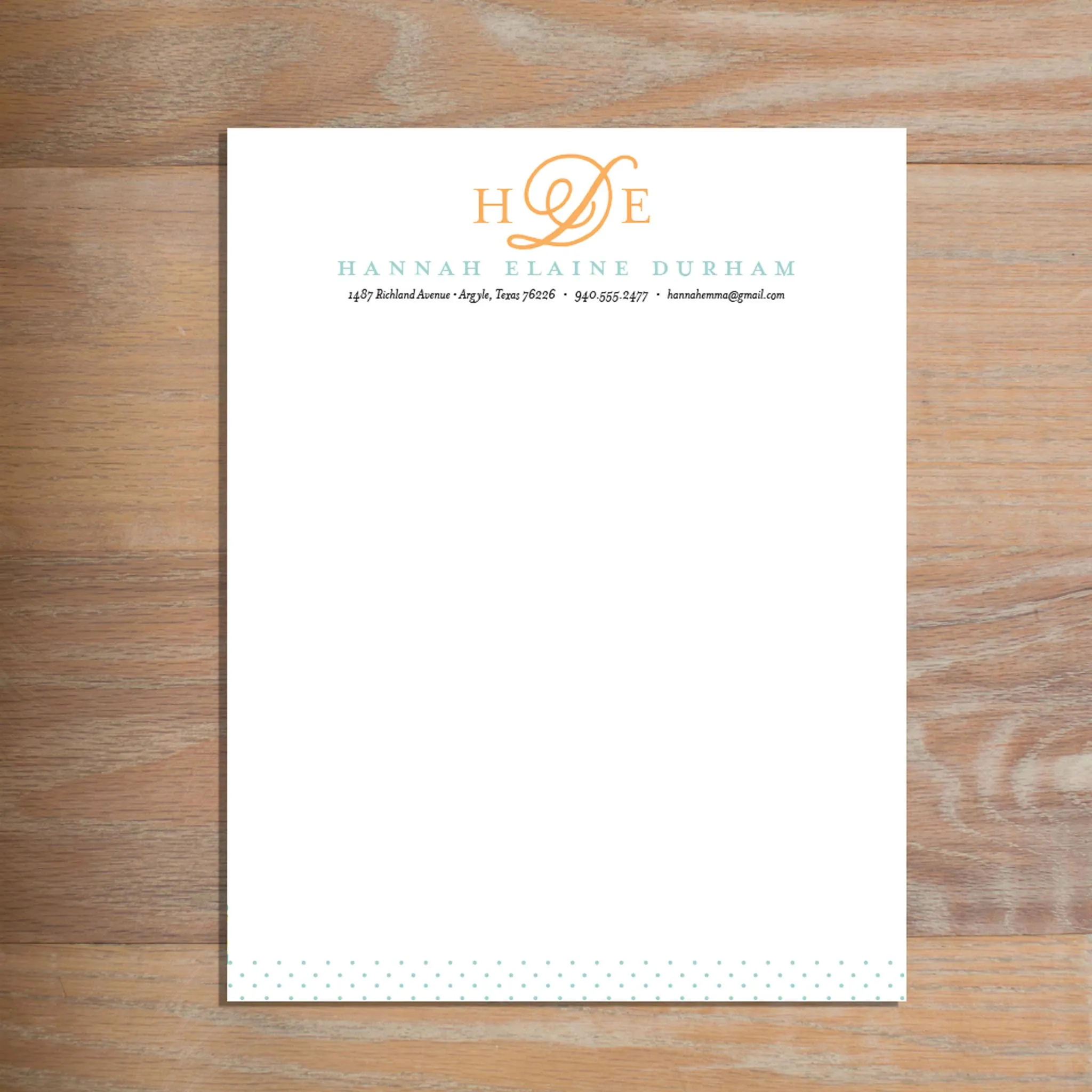 Sweet Monogram Custom Letterhead