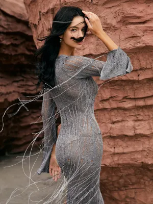 Tassel Crochet Graceful Sweater Long Dress