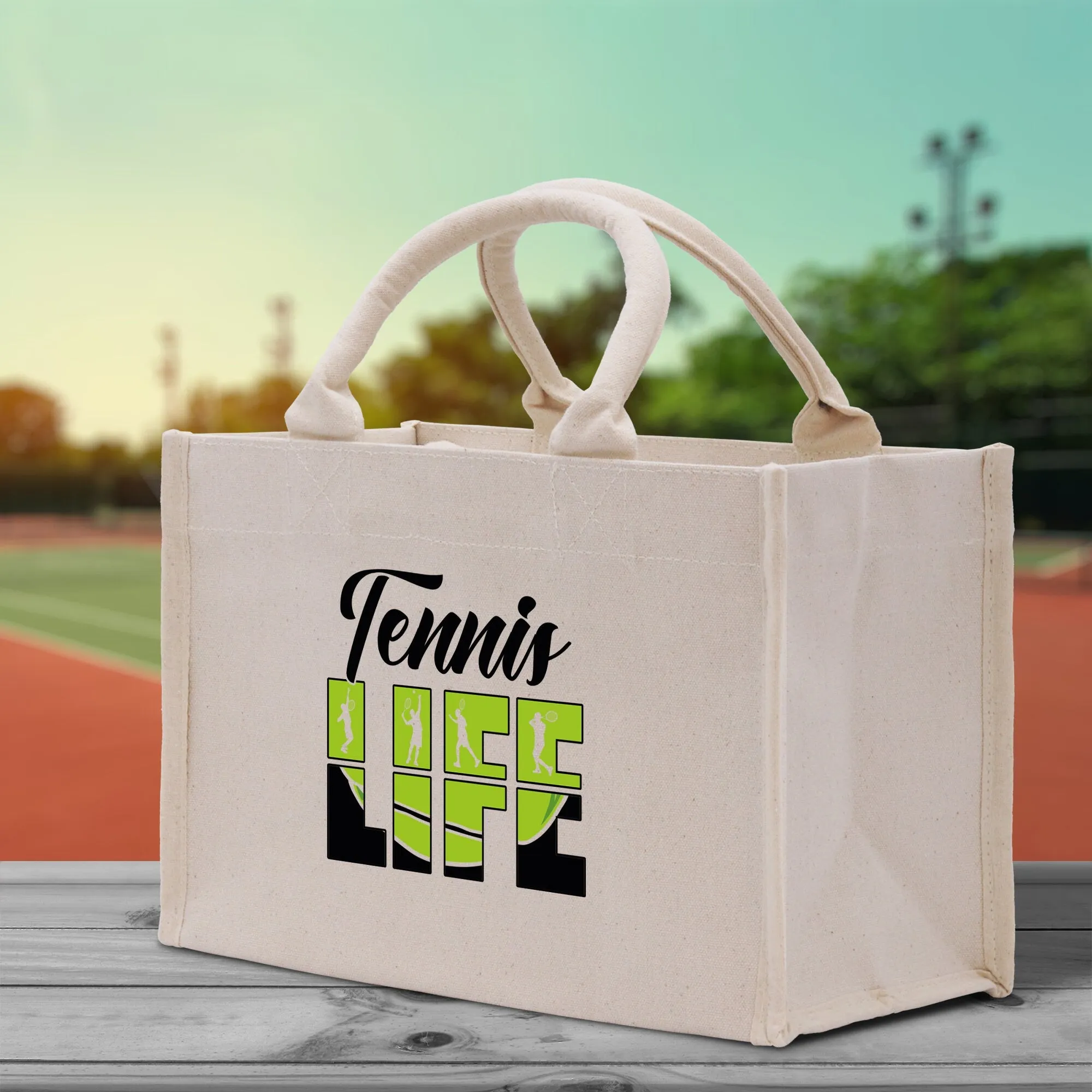 Tennis Life Cotton Canvas Tote Bag Gift for Tennis Lover Bag Tennis Coach Gift Bag