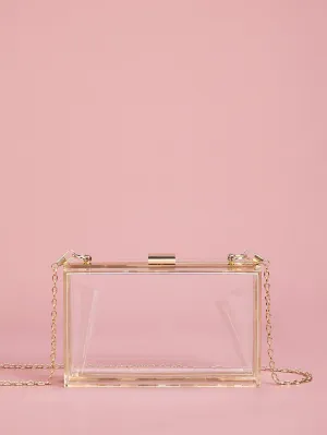 Transparent Chain Clutch Bag