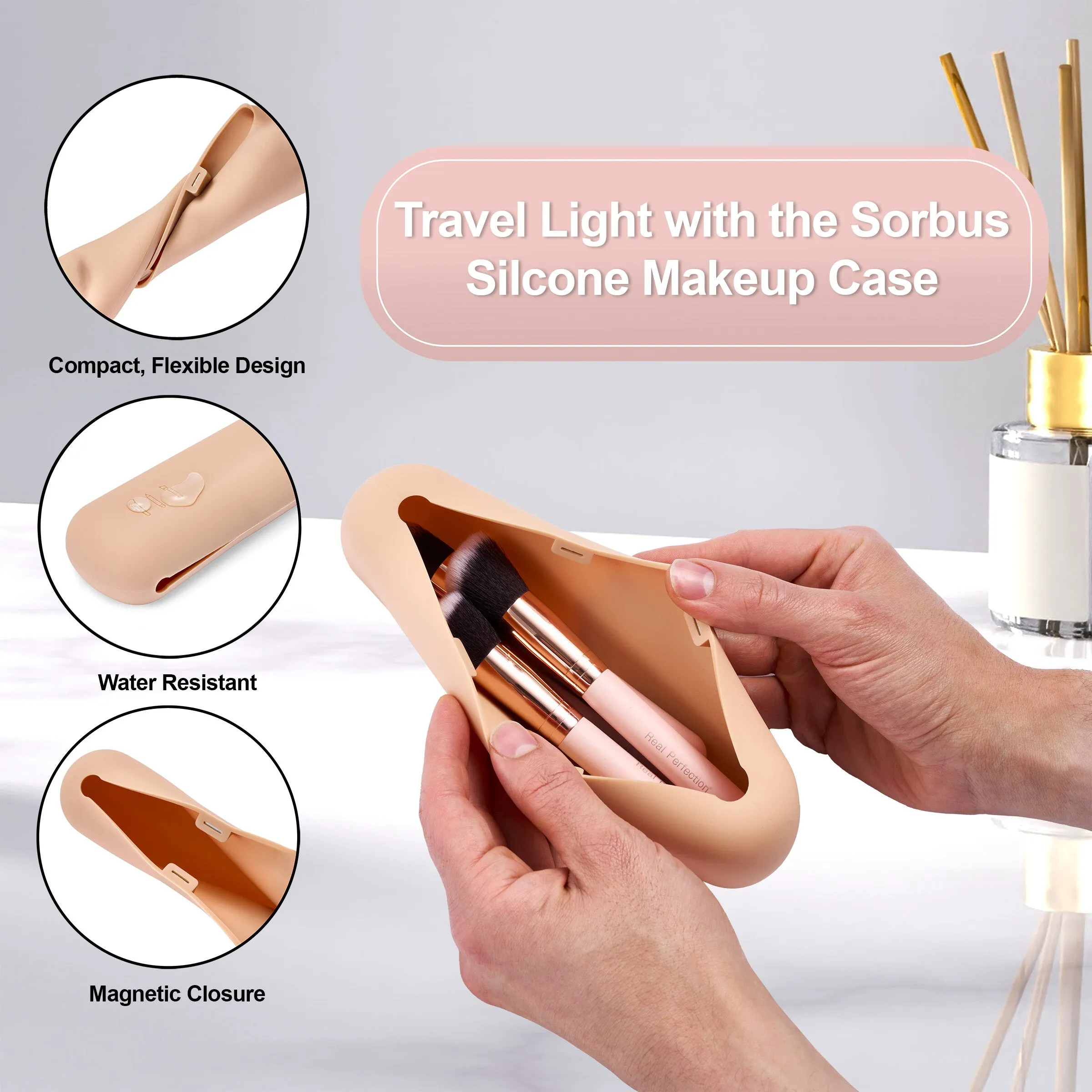 Travel Cosmetic Makeup Brush Holder (2Pack)