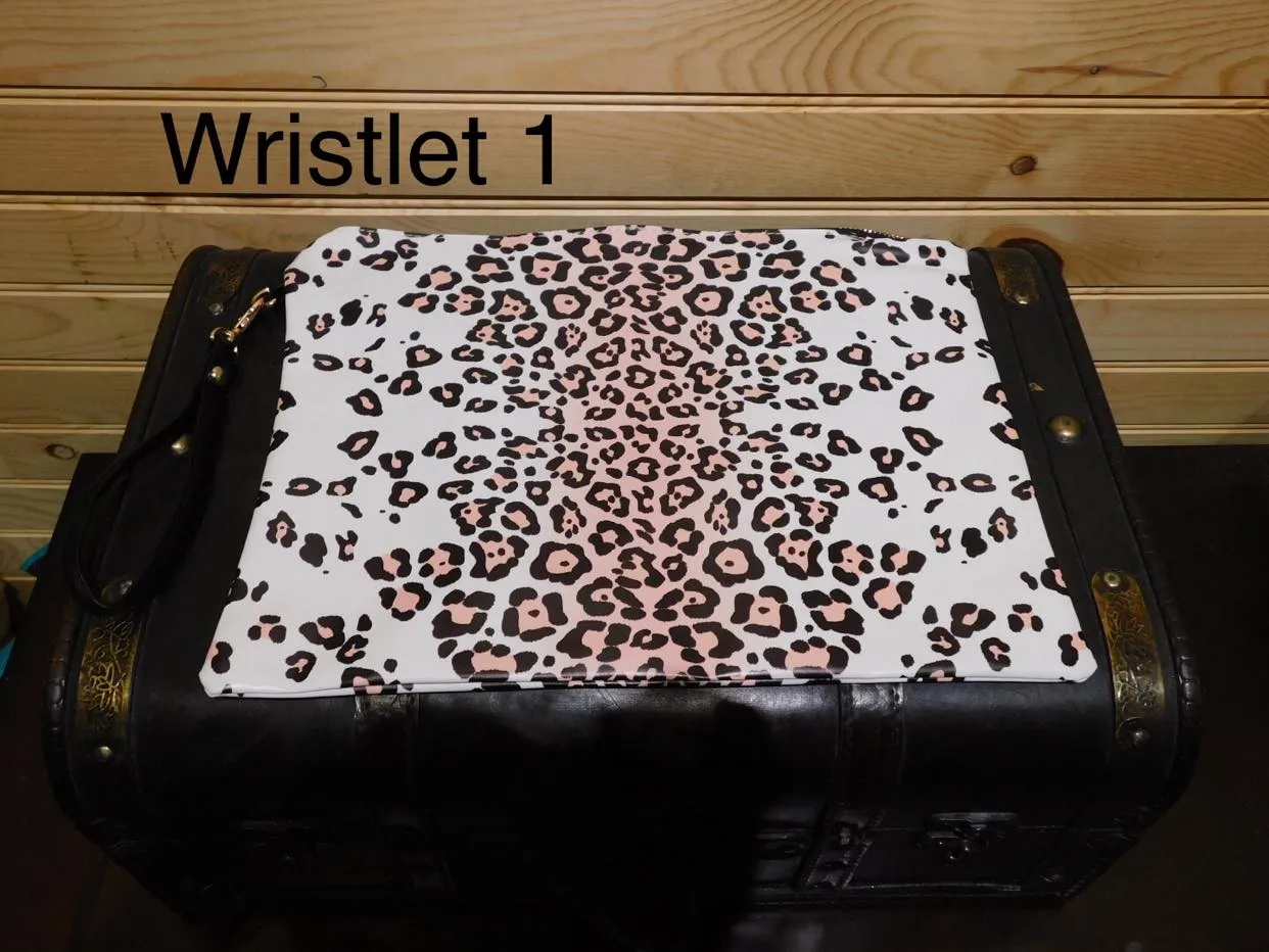 Vegan Leather Wristlet - Leopard with a Blush
