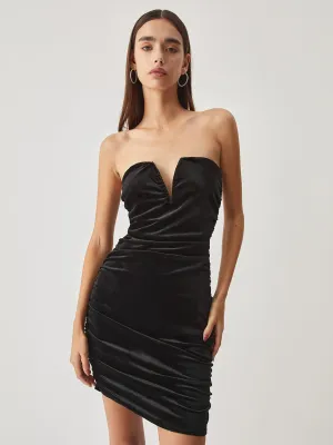 Velvet Bustier Graceful Tube Short Dress